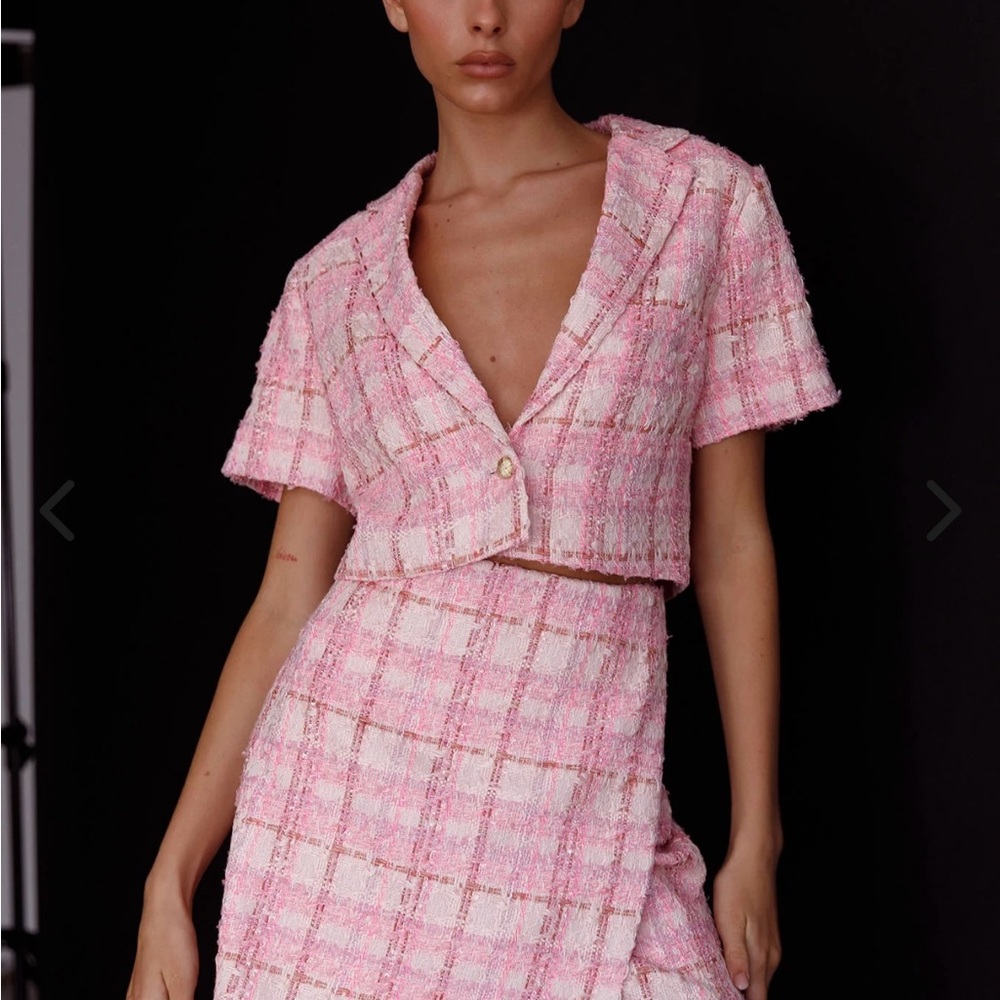 Selfie Leslie Pink and White Mini A-Line Dress